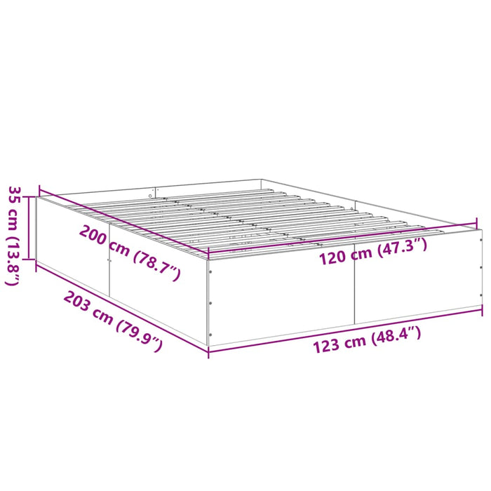 Bedframe Bewerkt Hout Bruin Eikenkleur