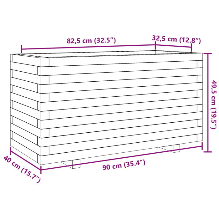 Plantenbak 90X40X49,5 Cm Massief Douglashout Natuurlijk Douglashout