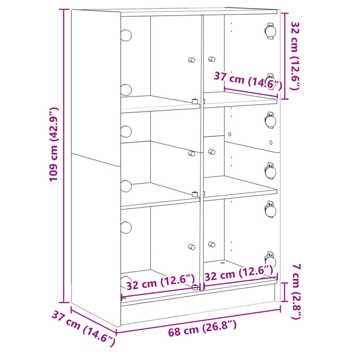 Hoge Kast Met Deuren 68X37X109 Cm Bewerkt Hout Zwart