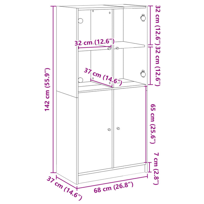 Hoge Kast Met Deuren 68X37X142 Cm Bewerkt Hout Sonoma Eiken