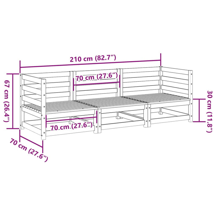 3-Delige Loungeset Massief Douglas Vurenhout