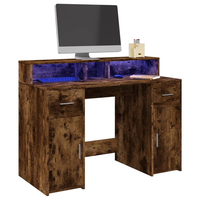 Bureau Met Led-Verlichting Hout Kleur