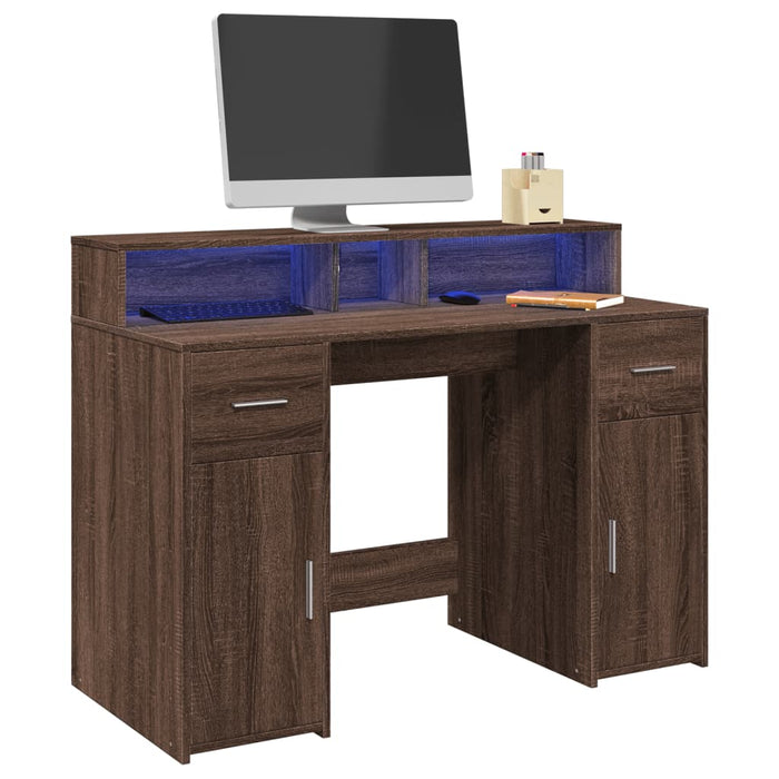 Bureau Met Led-Verlichting Hout Kleur