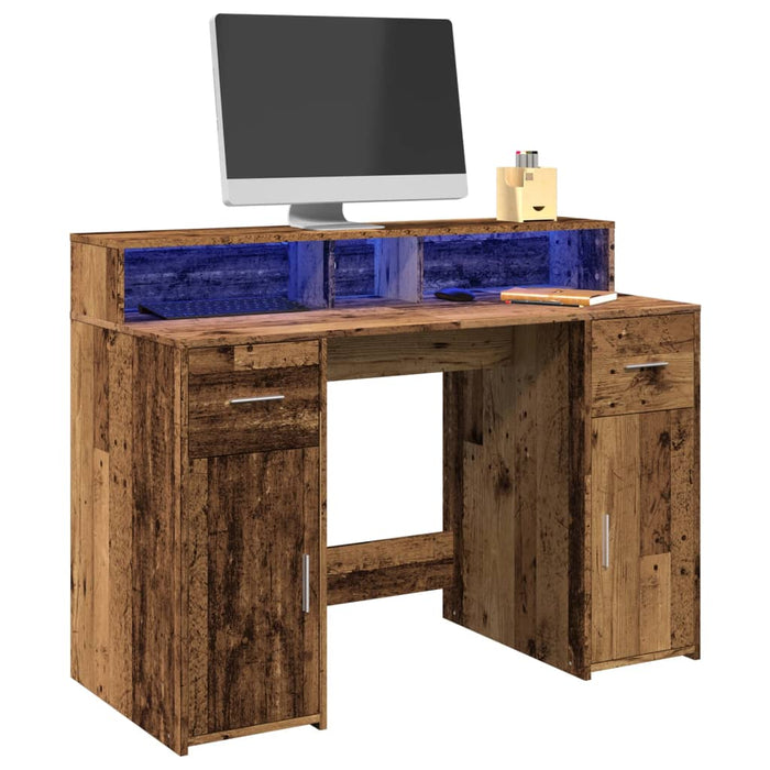 Bureau Met Led-Verlichting Hout Kleur