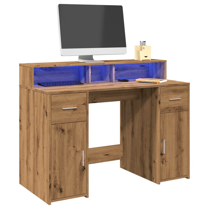 Bureau Met Led-Verlichting Hout Kleur