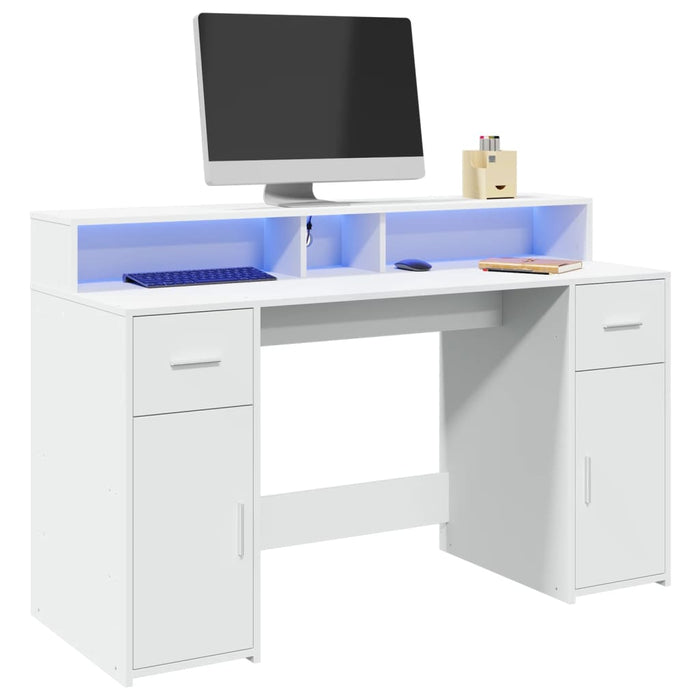 Bureau Met Led-Verlichting Hout Kleur