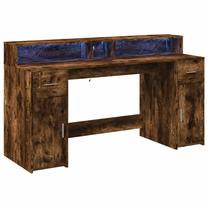 Bureau Met Led-Verlichting Hout Kleur