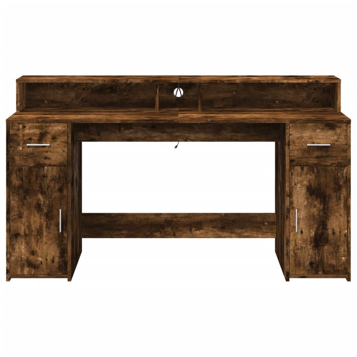 Bureau Met Led-Verlichting Hout Kleur