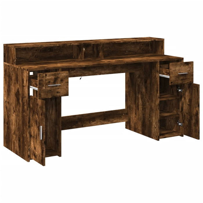 Bureau Met Led-Verlichting Hout Kleur