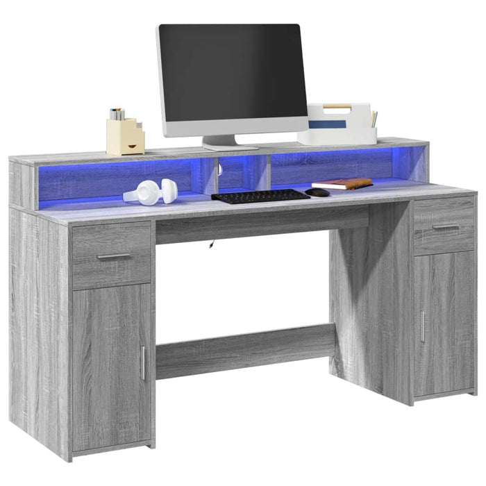 Bureau Met Led-Verlichting Hout Kleur