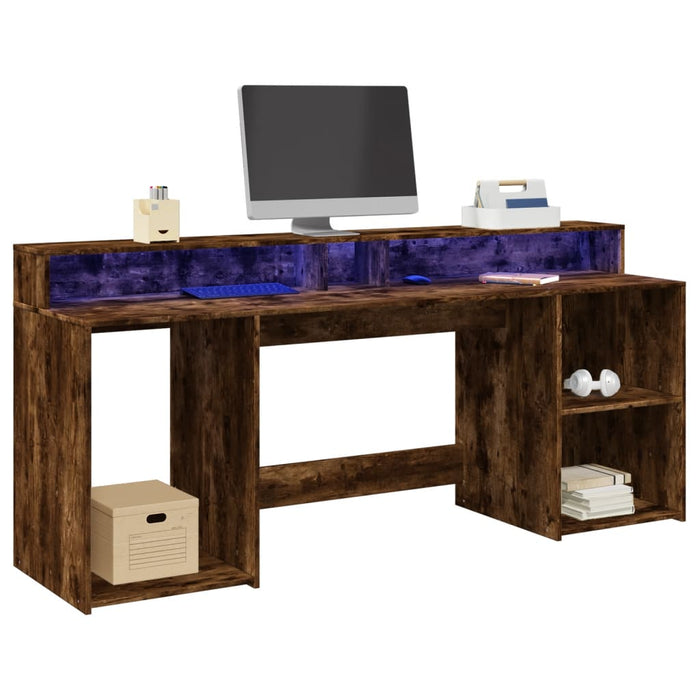 Bureau Met Led-Verlichting Hout Kleur