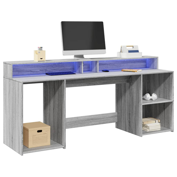 Bureau Met Led-Verlichting Hout Kleur