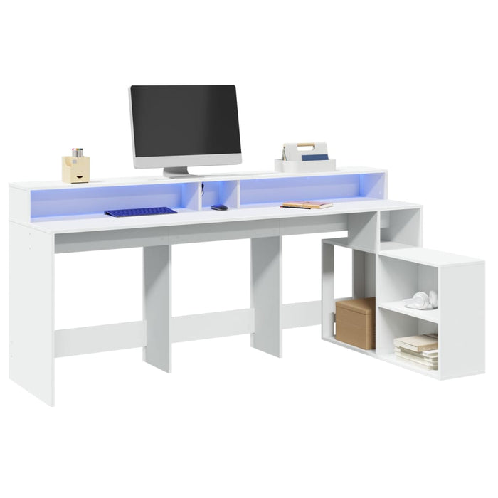 Bureau Met Led-Verlichting 200X104X91 Cm Hout Artisanaal Eiken