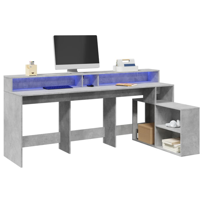 Bureau Met Led-Verlichting 200X104X91 Cm Hout Artisanaal Eiken