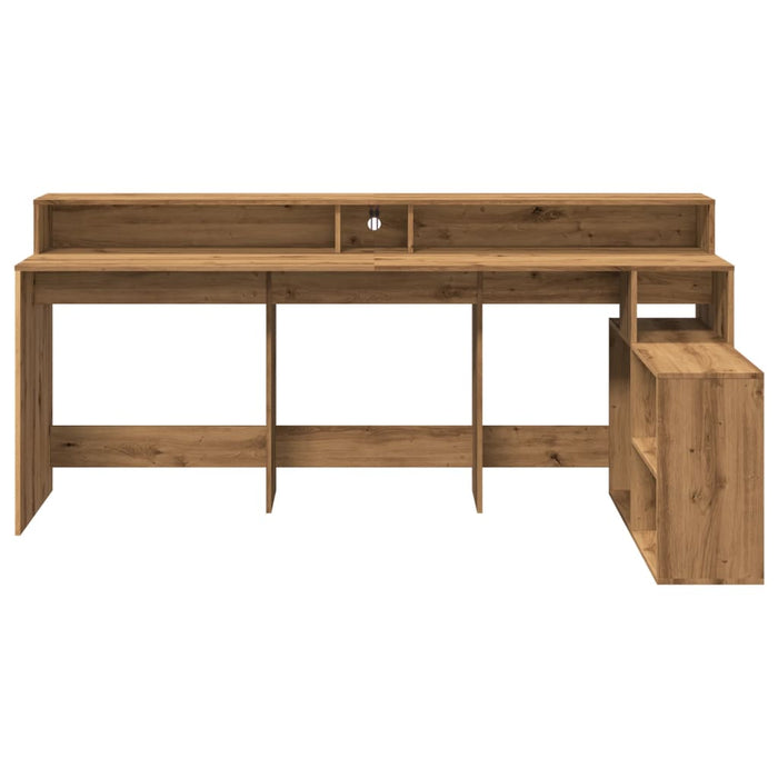 Bureau Met Led-Verlichting 200X104X91 Cm Hout Artisanaal Eiken