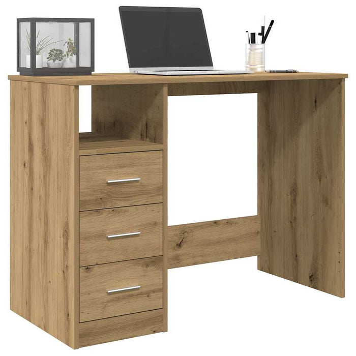 Bureau 102X76X50 Cm Bewerkt Hout Artisanaal Eikenkleur