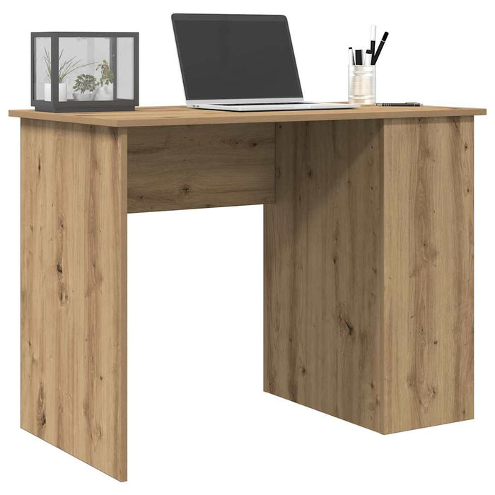 Bureau 100X55X75 Cm Bewerkt Hout Artisanaal Eikenkleur