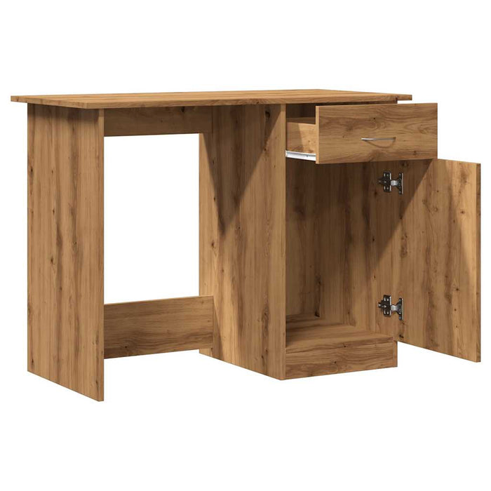 Bureau 100X50X76 Cm Bewerkt Hout Artisanaal Eikenkleur