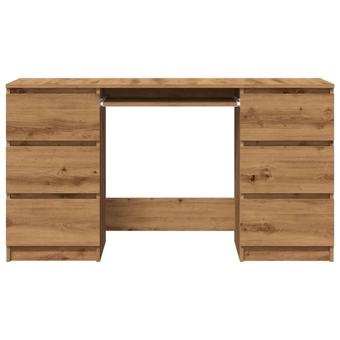 Bureau 140X50X77 Cm Bewerkt Hout Artisanaal Eikenkleur