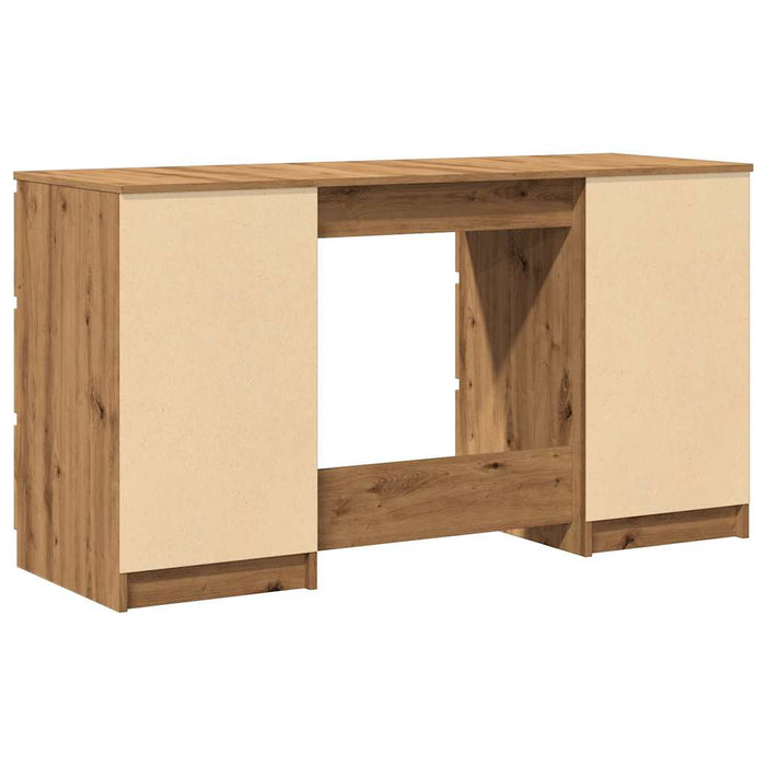 Bureau 140X50X77 Cm Bewerkt Hout Artisanaal Eikenkleur