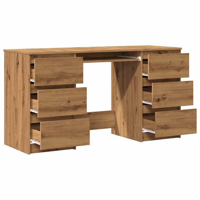 Bureau 140X50X77 Cm Bewerkt Hout Artisanaal Eikenkleur