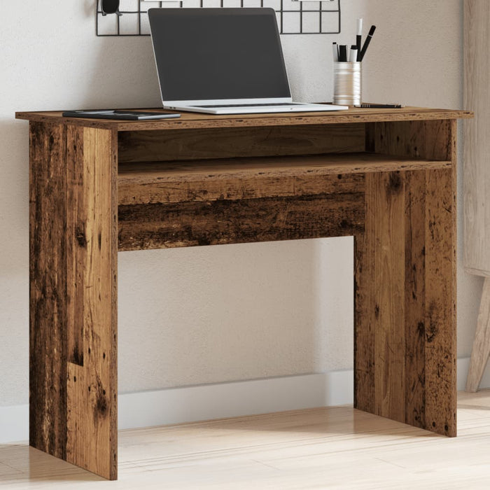 Bureau 90X50X74 Cm Bewerkt Hout Artisanaal Eikenkleur