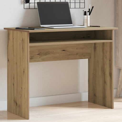 Bureau 90X50X74 Cm Bewerkt Hout Artisanaal Eikenkleur