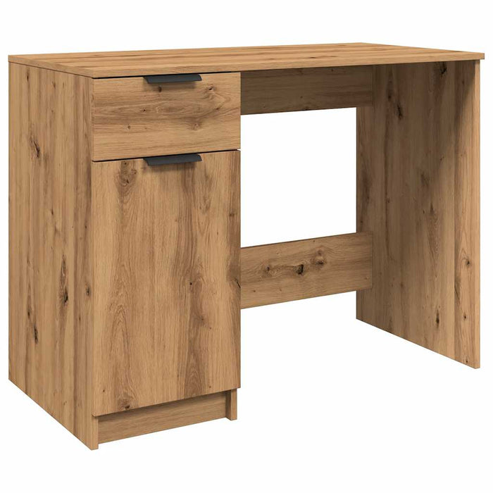 Bureau 100X50X75 Cm Bewerkt Hout Artisanaal Eikenkleur