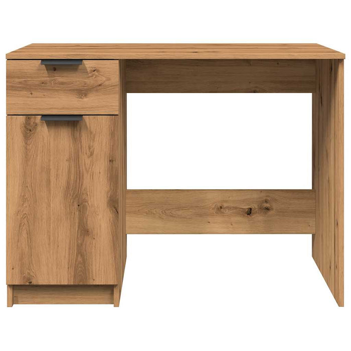 Bureau 100X50X75 Cm Bewerkt Hout Artisanaal Eikenkleur