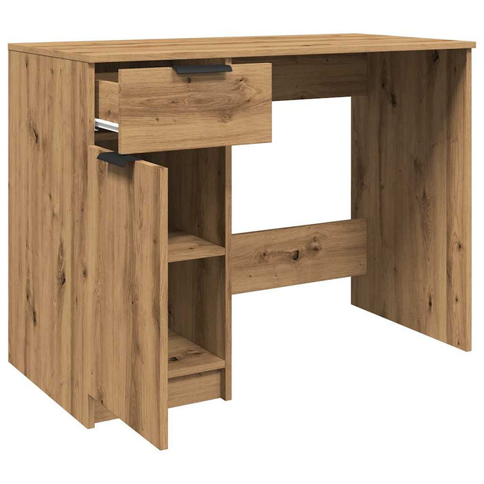 Bureau 100X50X75 Cm Bewerkt Hout Artisanaal Eikenkleur