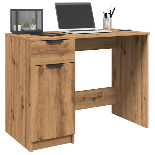 Bureau 100X50X75 Cm Bewerkt Hout Artisanaal Eikenkleur