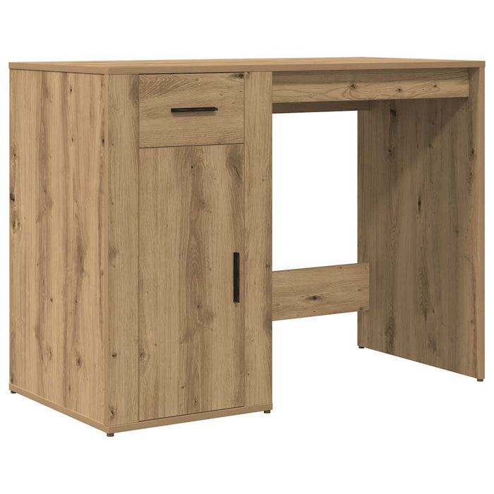 Bureau 100X49X75 Cm Bewerkt Hout Artisanaal Eikenkleur