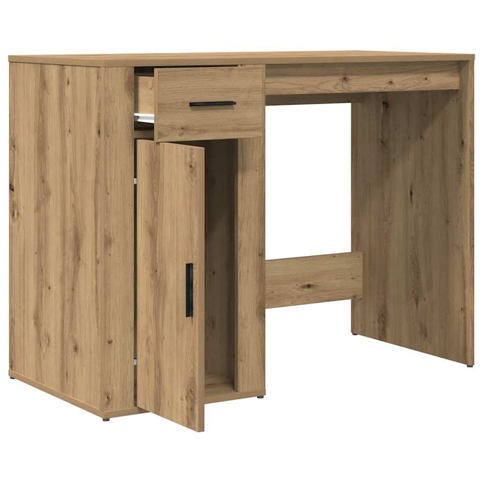 Bureau 100X49X75 Cm Bewerkt Hout Artisanaal Eikenkleur