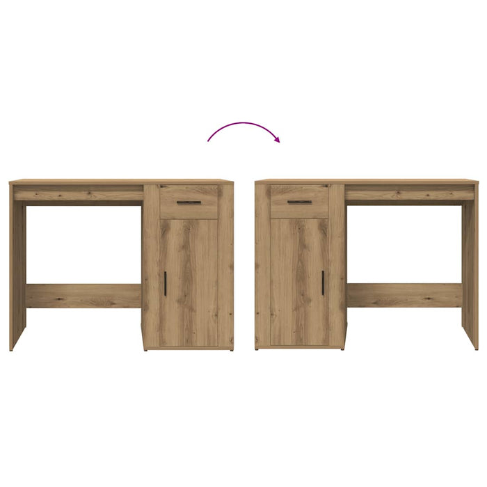 Bureau 100X49X75 Cm Bewerkt Hout Artisanaal Eikenkleur