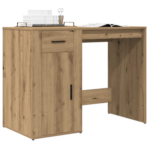 Bureau 100X49X75 Cm Bewerkt Hout Artisanaal Eikenkleur