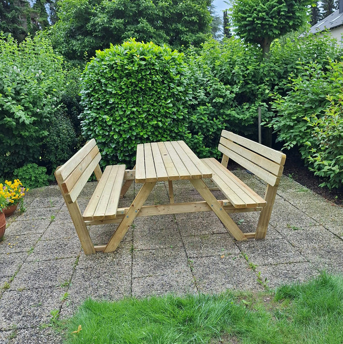 Picknicktisch 240 cm KING ® / 4 cm Stärke mit Rückenlehnen