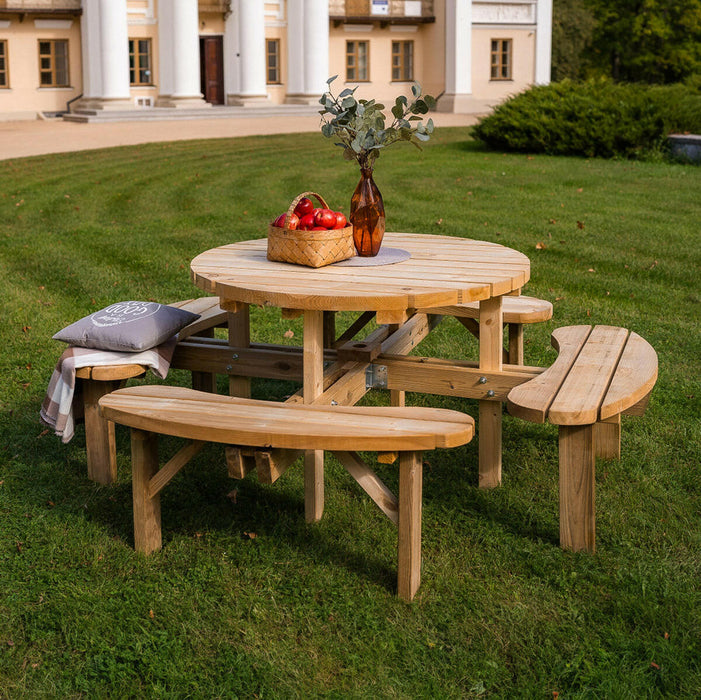 Ronde picknicktafel xxl royal KING ® (195 x 195 cm) (45mm plankdikte)