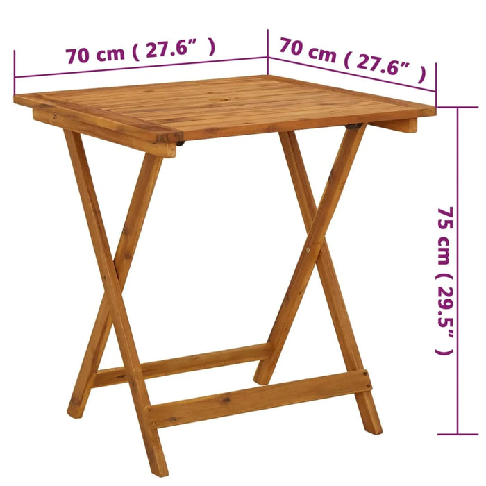 Inklapbare Acaciahouten Bijzettafel 70 x 70 x 75 cm