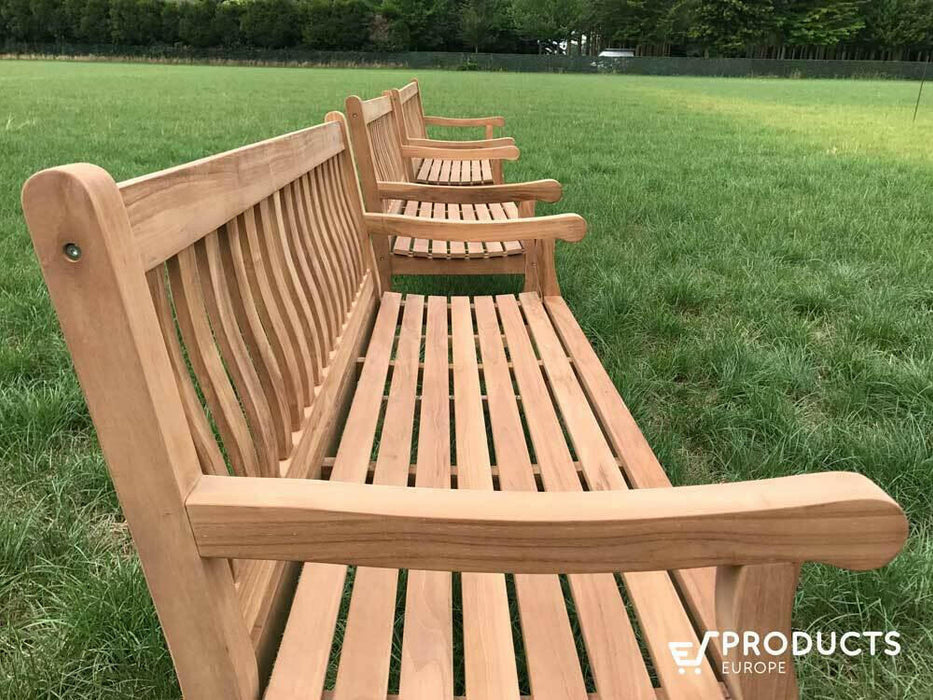 Banc de jardin en teck 3 pieds (210 x 91 cm) Bretagne - épaisseur du pied 4 cm