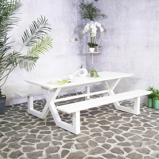 Cujam Witte Picknicktafel - Luxe buitenzitmeubel