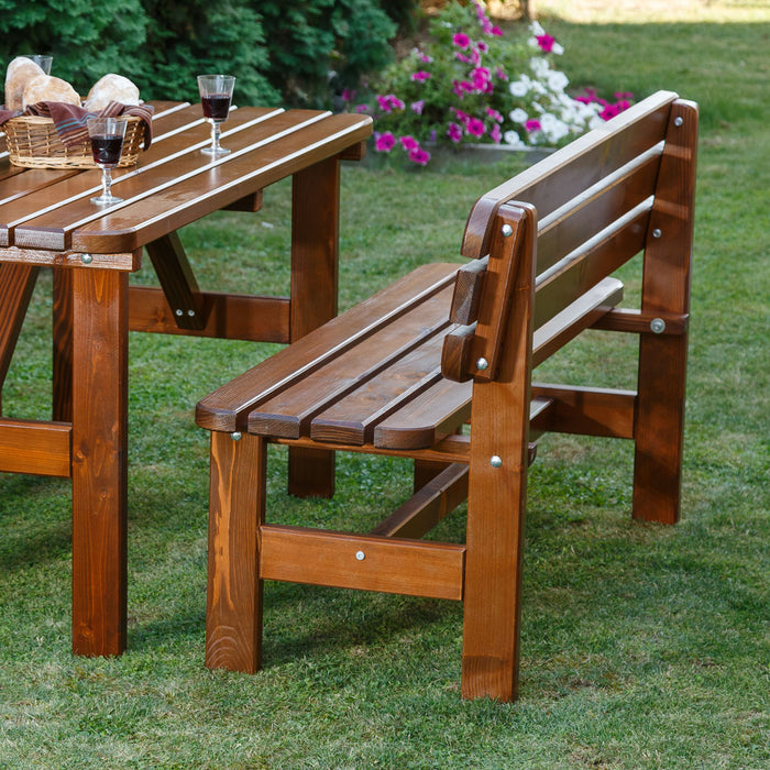 Ensemble de jardin LUX : deux bancs de jardin élégants et une table de jardin élégante