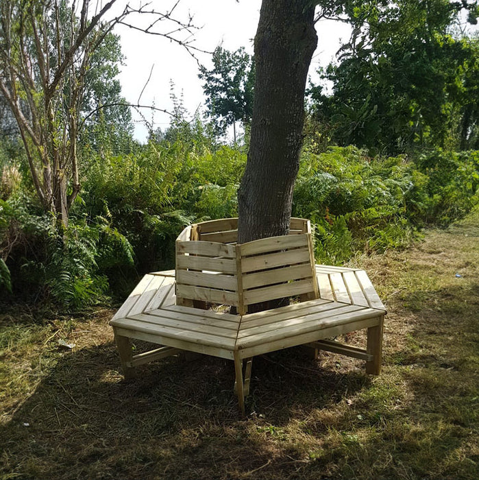 Banc d'arbre avec dossier en pin