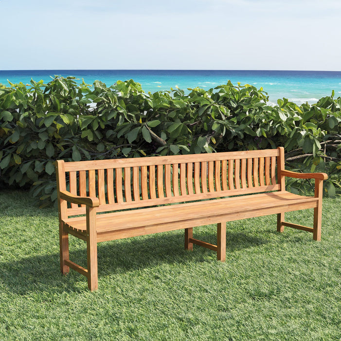 Banc de jardin en teck 3 pieds (210 x 91 cm) Bretagne - épaisseur du pied 4 cm