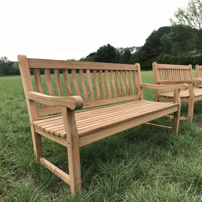 Banc de jardin en teck (150 x 91 cm) Bretagne - Epaisseur des pieds 4 cm