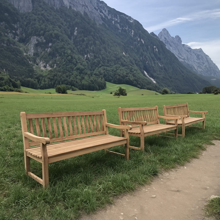 Banc de jardin en teck (150 x 91 cm) Bretagne - Epaisseur des pieds 4 cm