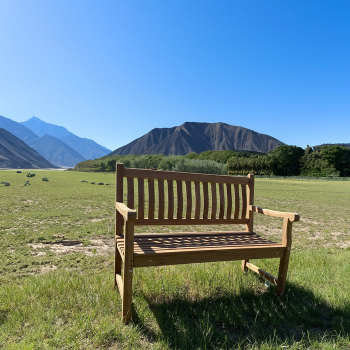 Banc de jardin en teck (120 x 91 cm) dordogne - épaisseur des pieds 5 cm