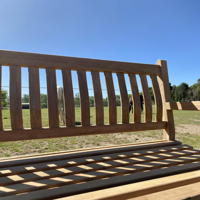 Banc de jardin en teck (120 x 91 cm) dordogne - épaisseur des pieds 5 cm