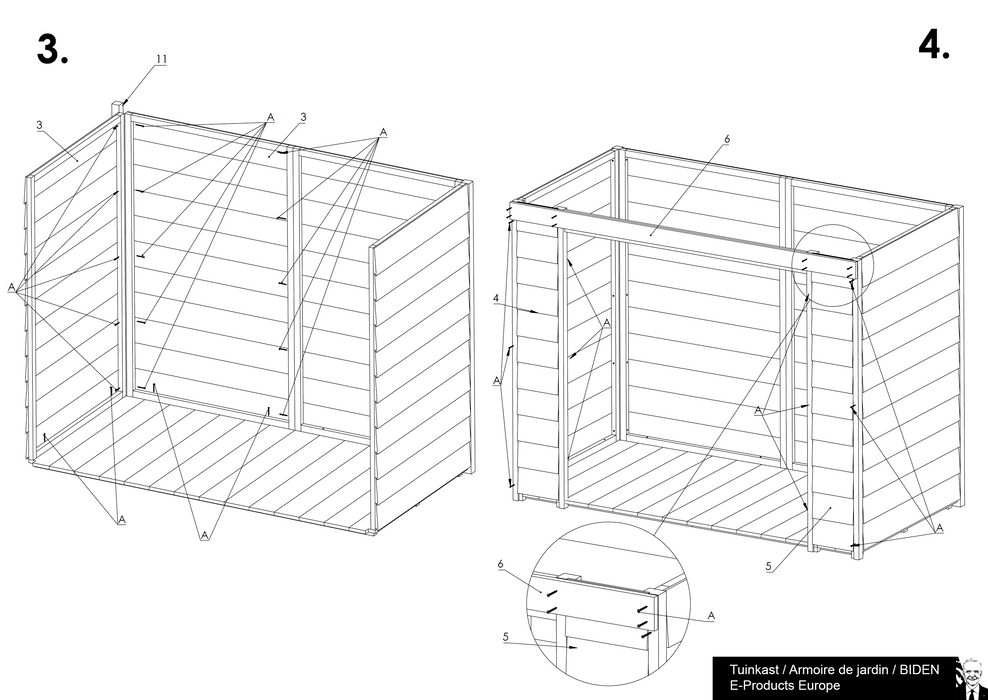 Tuinkast fietsenberging XXL (202 x 116 x 163).