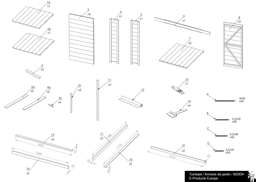 Gartenschrank Fahrradschuppen XXL Biden (202 x 116 x 163)