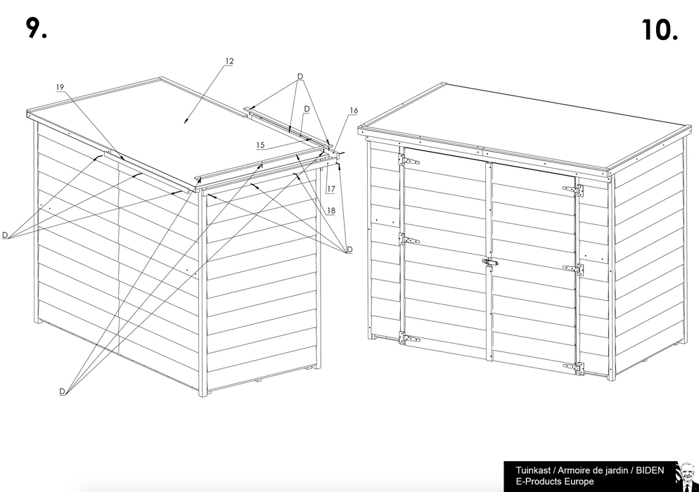 Gartenschrank Fahrradschuppen XXL Biden (202 x 116 x 163)